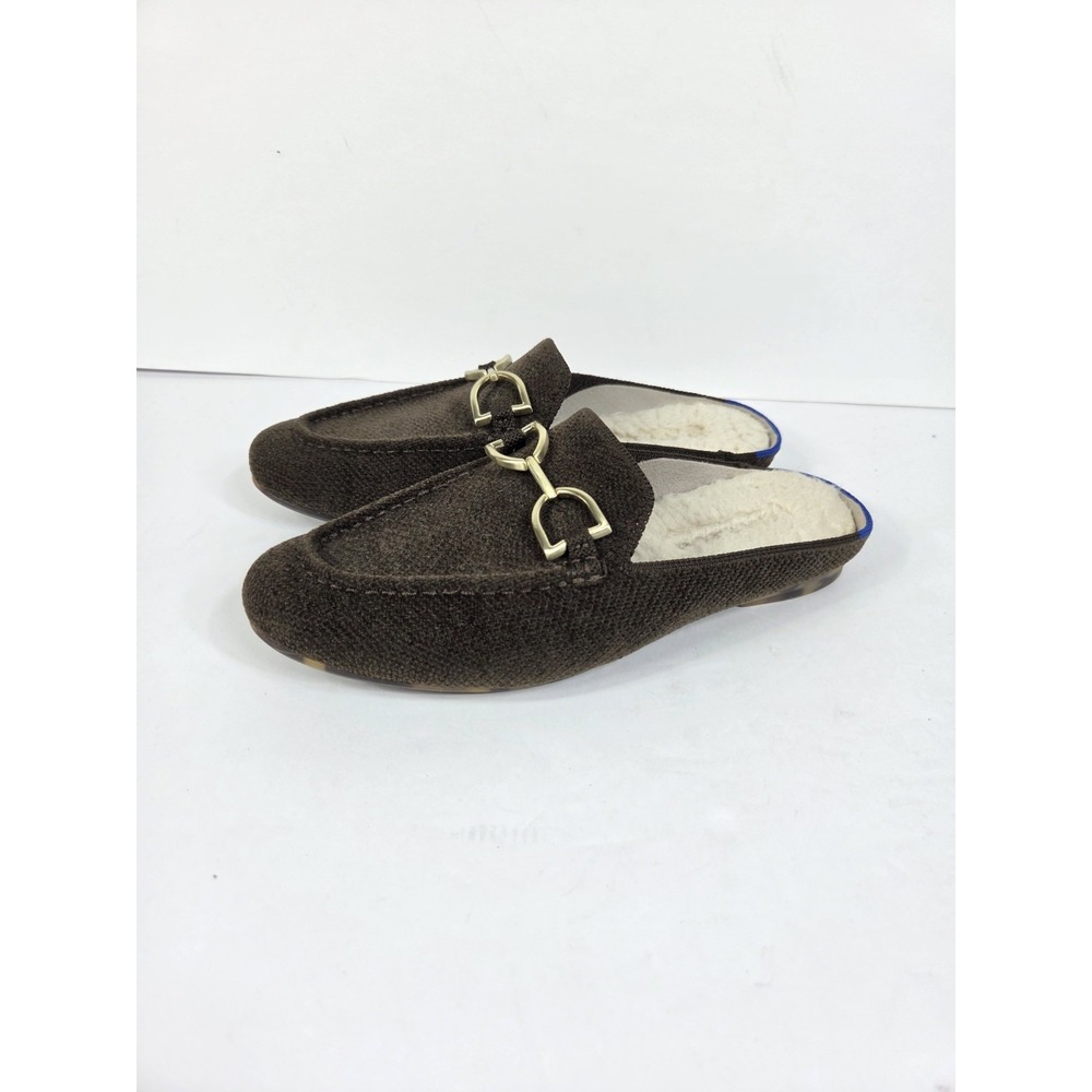 Rothy's Double Bit Mules Flat Brown  Loafer Shoes Women Sz 6.5